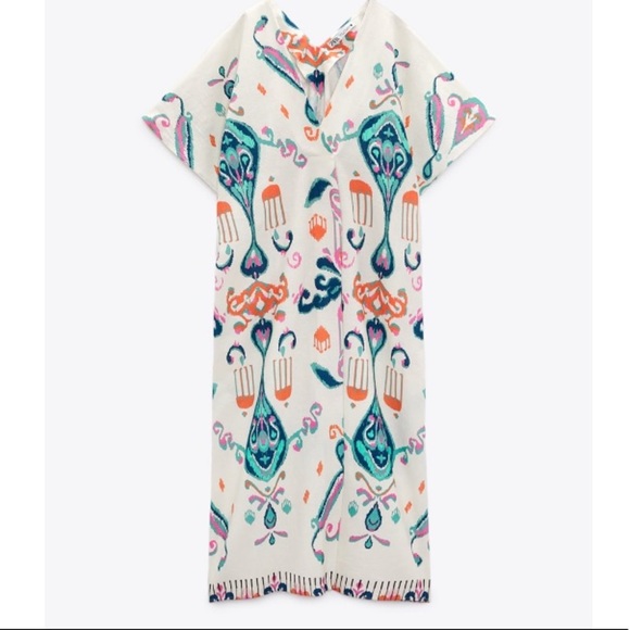 NWT Zara Printed Linen Blend Tunic Dress - Picture 5 of 9